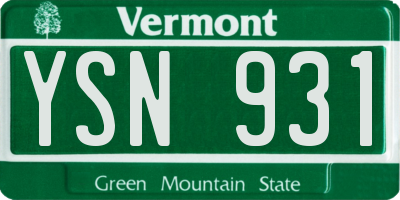 VT license plate YSN931