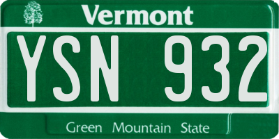 VT license plate YSN932