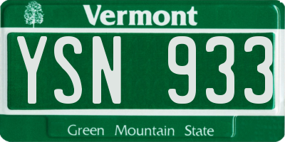 VT license plate YSN933