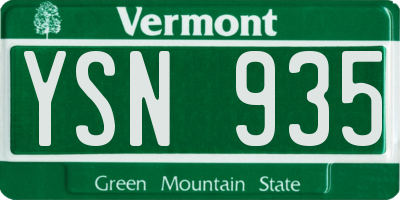 VT license plate YSN935