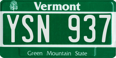 VT license plate YSN937