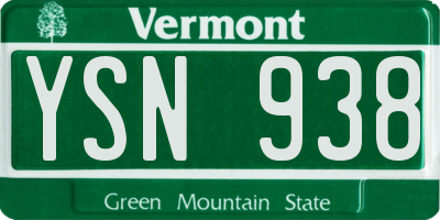 VT license plate YSN938