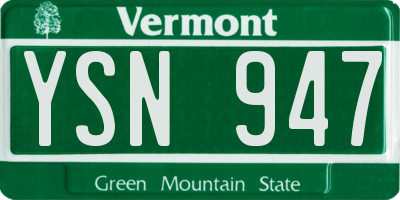 VT license plate YSN947
