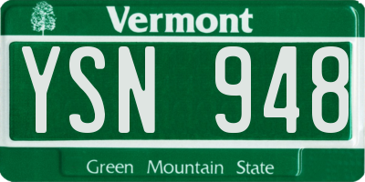 VT license plate YSN948