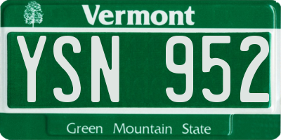 VT license plate YSN952