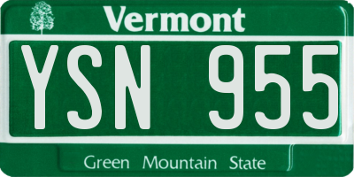VT license plate YSN955