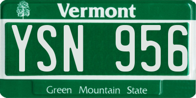 VT license plate YSN956