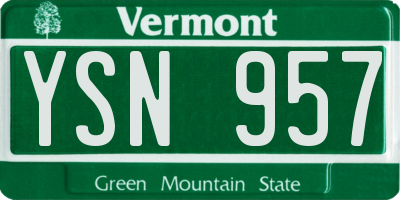 VT license plate YSN957