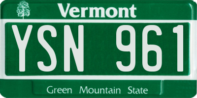 VT license plate YSN961
