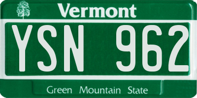 VT license plate YSN962