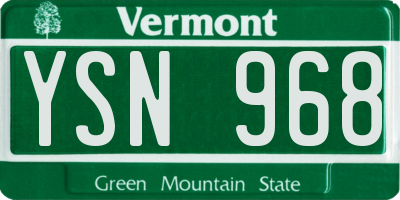 VT license plate YSN968
