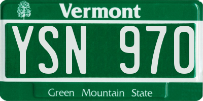 VT license plate YSN970