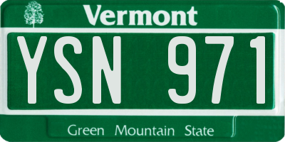 VT license plate YSN971