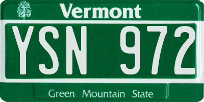 VT license plate YSN972