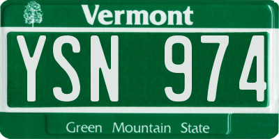 VT license plate YSN974