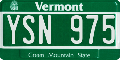 VT license plate YSN975