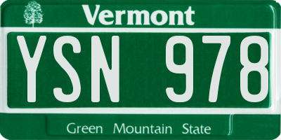 VT license plate YSN978