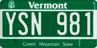 VT license plate YSN981