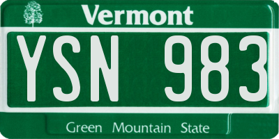 VT license plate YSN983