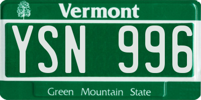 VT license plate YSN996