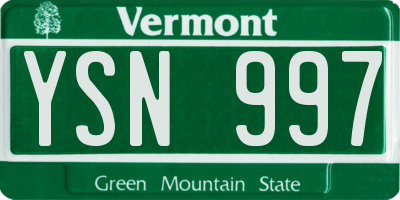 VT license plate YSN997