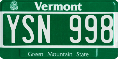 VT license plate YSN998