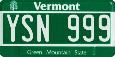 VT license plate YSN999