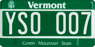 VT license plate YSO007