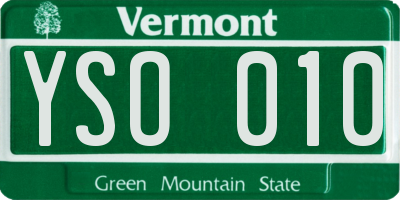 VT license plate YSO010