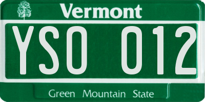 VT license plate YSO012