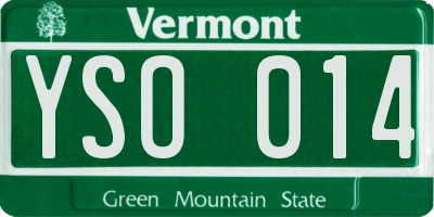 VT license plate YSO014