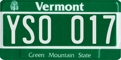 VT license plate YSO017