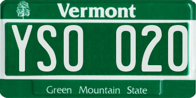 VT license plate YSO020