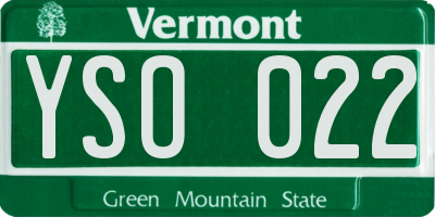 VT license plate YSO022