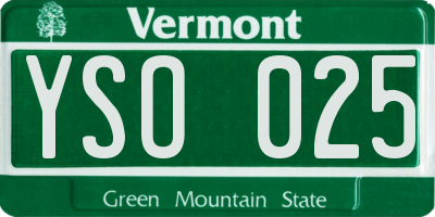 VT license plate YSO025
