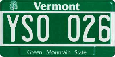VT license plate YSO026