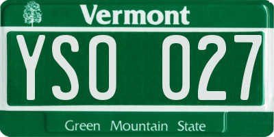 VT license plate YSO027