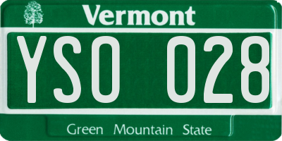 VT license plate YSO028