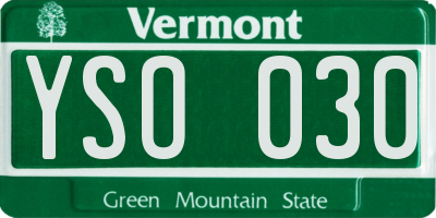 VT license plate YSO030