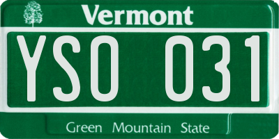 VT license plate YSO031