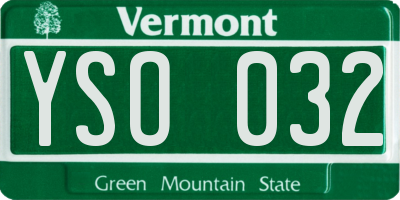 VT license plate YSO032