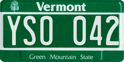 VT license plate YSO042