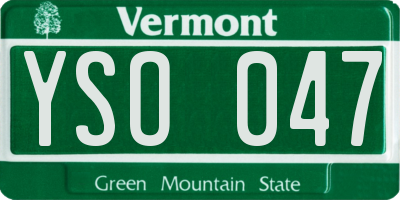 VT license plate YSO047