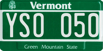 VT license plate YSO050