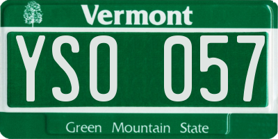 VT license plate YSO057