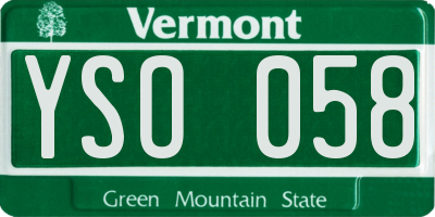 VT license plate YSO058