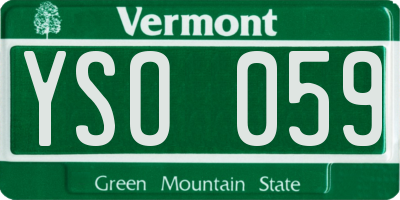 VT license plate YSO059