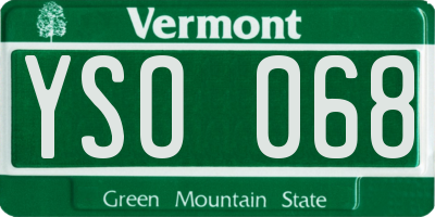 VT license plate YSO068