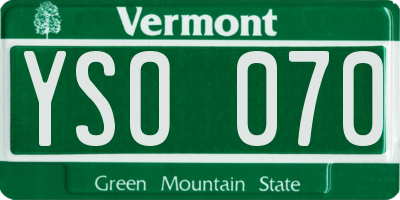 VT license plate YSO070