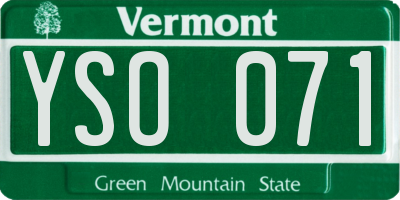 VT license plate YSO071